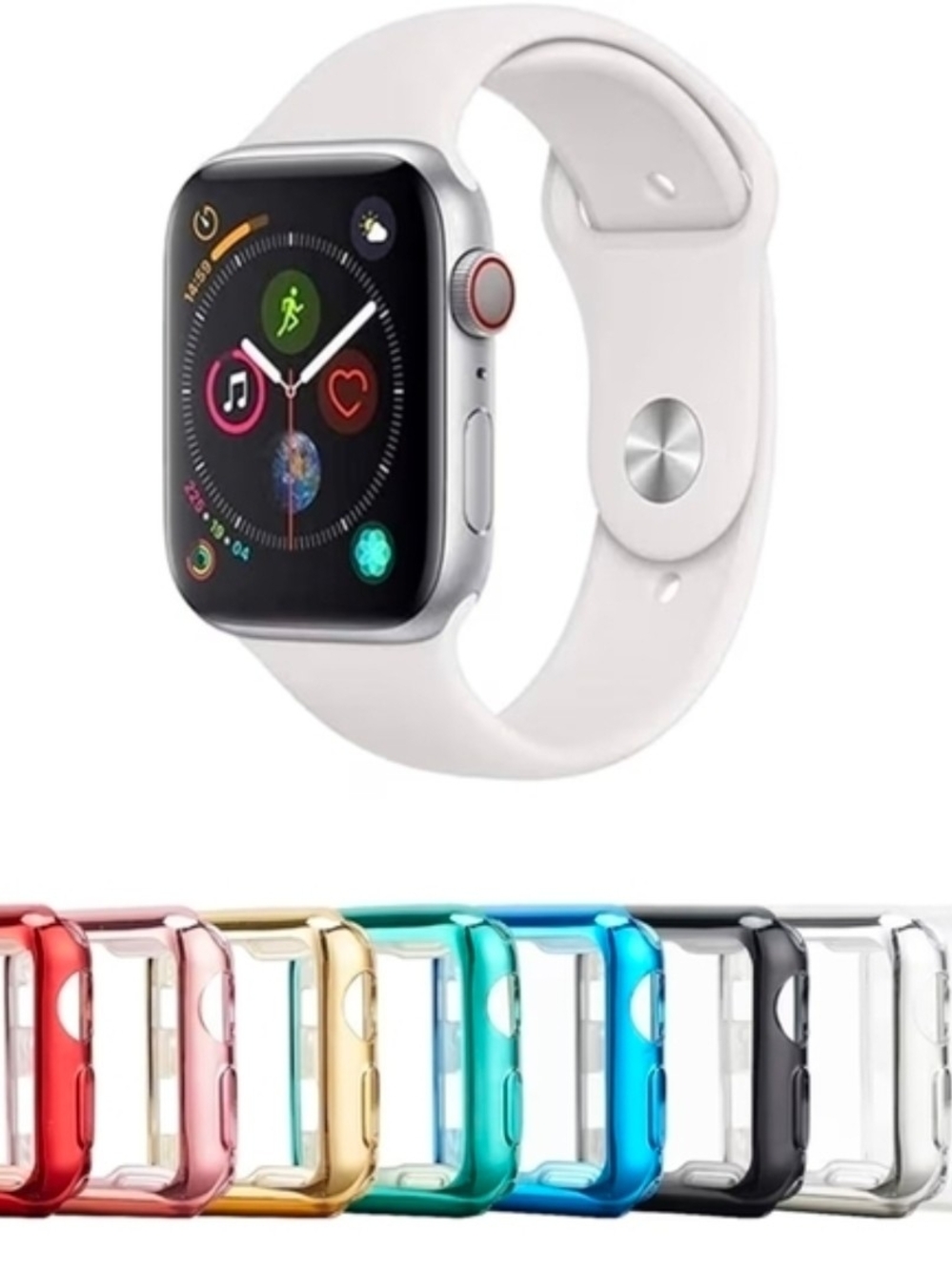 Silicone Smartwatch Band with Protective Case - Multi Color
